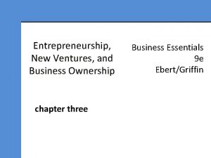 Entrepreneurship New Ventures and Business Ownership chapter three