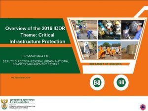 Overview of the 2019 IDDR Theme Critical Infrastructure