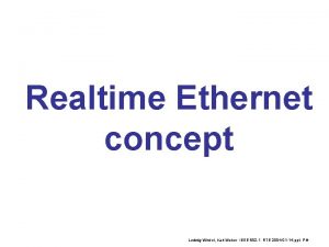 Realtime Ethernet concept Ludwig Winkel Karl Weber IEEE