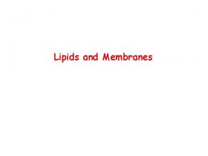 Lipids and Membranes Lipids Lipids are compounds that