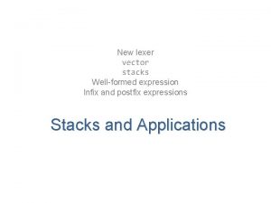 New lexer vector stacks Wellformed expression Infix and