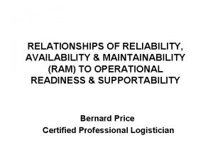 RELATIONSHIPS OF RELIABILITY AVAILABILITY MAINTAINABILITY RAM TO OPERATIONAL