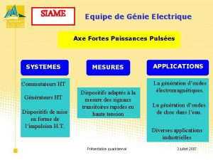 SIAME Equipe de Gnie Electrique Axe Fortes Puissances