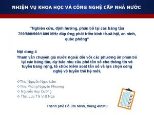 NHIM V KHOA HC V CNG NGH CP