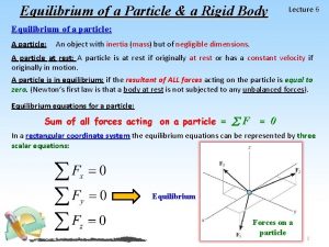 Equilibrium of a Particle a Rigid Body Lecture