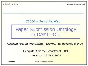 University of Crete HY 566 Semantic Web CS