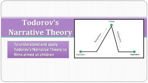 Todorovs Narrative Theory To understand apply Todorovs Narrative