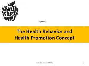 Lesson 1 The Health Behavior and Health Promotion