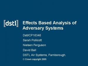 Effects Based Analysis of Adversary Systems DstlCP 16346