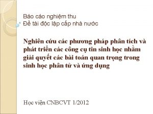 Bo co nghim thu ti c lp cp