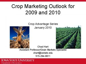 Crop Marketing Outlook for 2009 and 2010 Crop