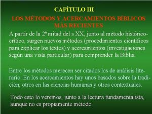 CAPTULO III LOS MTODOS Y ACERCAMIENTOS BBLICOS MS