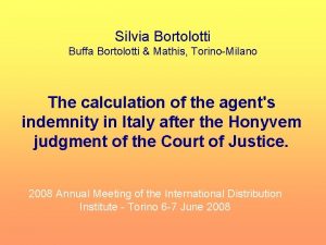 Silvia Bortolotti Buffa Bortolotti Mathis TorinoMilano The calculation