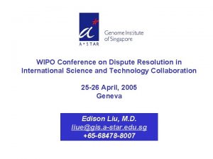 WIPO Conference on Dispute Resolution in International Science