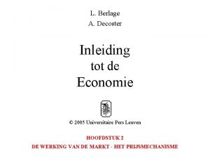 L Berlage A Decoster Inleiding tot de Economie