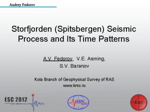 Storfjorden Spitsbergen Seismic Process and Its Time Patterns