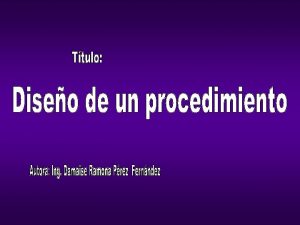 Problema cientfico La necesidad de establecer una base