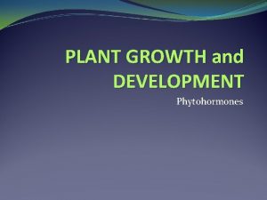PLANT GROWTH and DEVELOPMENT Phytohormones PLANT GROWTH and