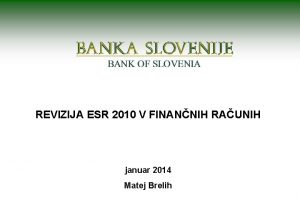 REVIZIJA ESR 2010 V FINANNIH RAUNIH januar 2014