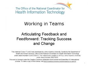 Working in Teams Articulating Feedback and Feedforward Tracking