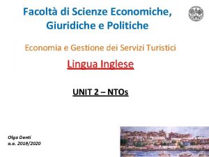 Facolt di Scienze Economiche Giuridiche e Politiche Economia