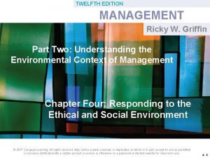 TWELFTH EDITION MANAGEMENT Ricky W Griffin Part Two