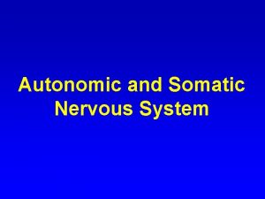 Autonomic and Somatic Nervous System Nervous System CNS