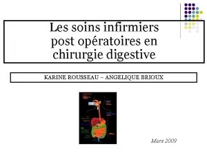 Les soins infirmiers post opratoires en chirurgie digestive