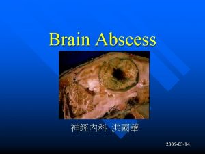 Brain Abscess 2006 03 14 Definitions Focal pyogenic