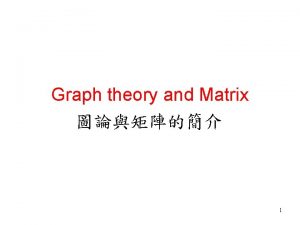 Graph theory and Matrix 1 Subgraph l 3