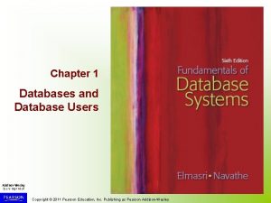 Chapter 1 Databases and Database Users Copyright 2011