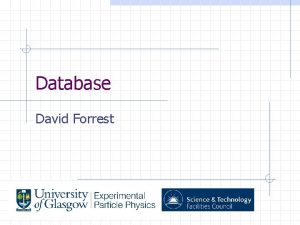 Database David Forrest What database DBMS Postgre SQL