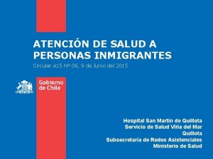 ATENCIN DE SALUD A PERSONAS INMIGRANTES Circular A