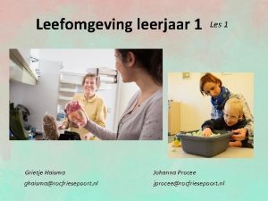 Leefomgeving leerjaar 1 Les 1 Grietje Haisma Johanna