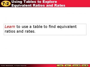Using Tables to Explore 7 2 Equivalent Ratios