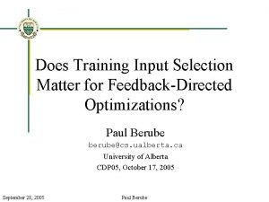 Does Training Input Selection Matter for FeedbackDirected Optimizations