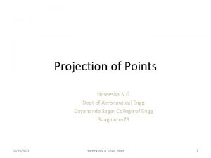 Projection of Points Hareesha N G Dept of