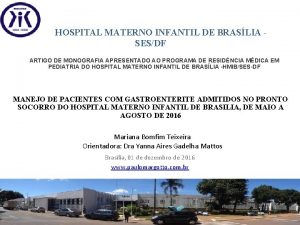 HOSPITAL MATERNO INFANTIL DE BRASLIA SESDF ARTIGO DE