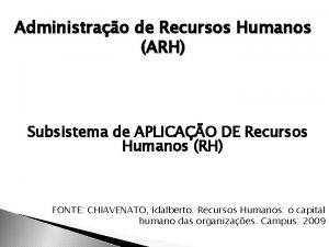 Administrao de Recursos Humanos ARH Subsistema de APLICAO