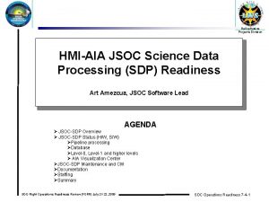 Heliophysics Projects Division HMIAIA JSOC Science Data Processing