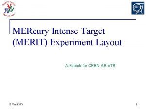 MERcury Intense Target MERIT Experiment Layout A Fabich