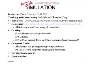 MSE 485CSE 485PHY 466 Instructor David Ceperley 2