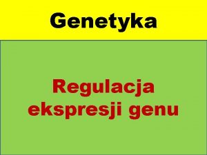 Genetyka Regulacja ekspresji genu REGULACJA EKSPRESJI GENU to