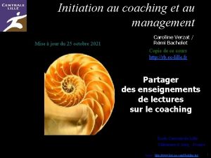 Initiation au coaching et au management Mise jour