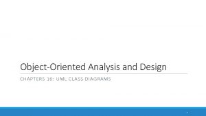 ObjectOriented Analysis and Design CHAPTERS 16 UML CLASS