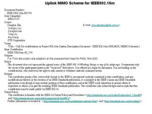 Uplink MIMO Scheme for IEEE 802 16 m