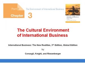 The Cultural Environment of International Business The New