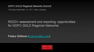 GOFCGOLD Regional Networks Summit Thursday September 14 2017