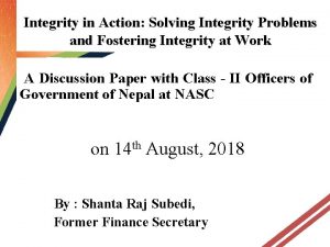 Integrity in Action Solving Integrity Problems and Fostering