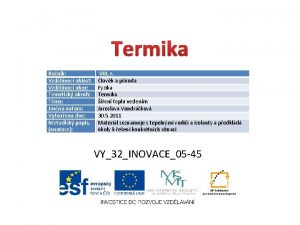 Termika Ronk Vzdlvac oblast Vzdlvac obor Tematick okruh